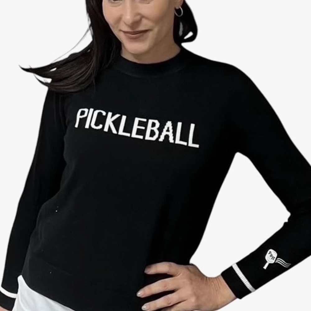 NWT Pickleball Sweater Black with White Lettering Size XS - Picture 1 of 5